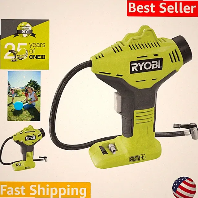 Ryobi 18V ONE+ Cordless Inflator Body - 10.3 Bar, Quick Connect Hose, Portable
