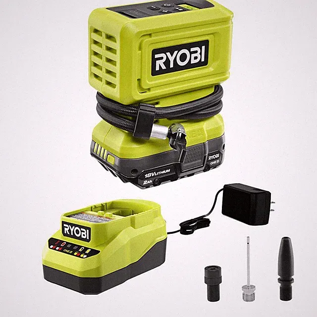 RYOBI Cordless 18V High Pressure Inflator Kit with 2.0 Ah Battery and Charger